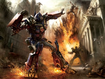 War robots - war, 3d, city, robot, fantasy, fire