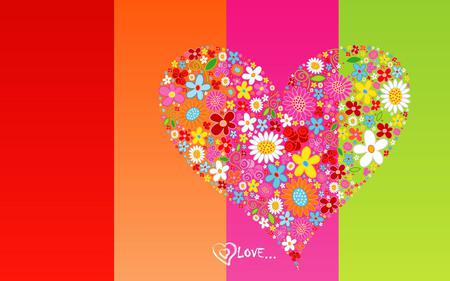 Flower heart - abstract, heart, red, valentine, friendship, love