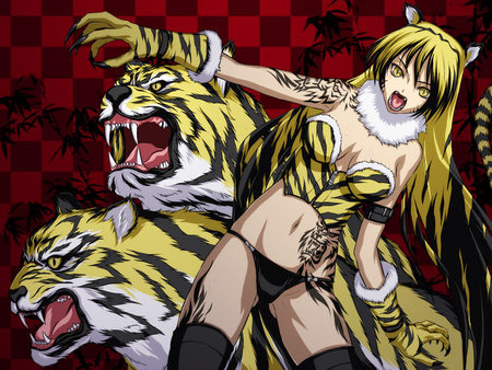 Rawr - tatto, claws, blacks, red, golden, tiger