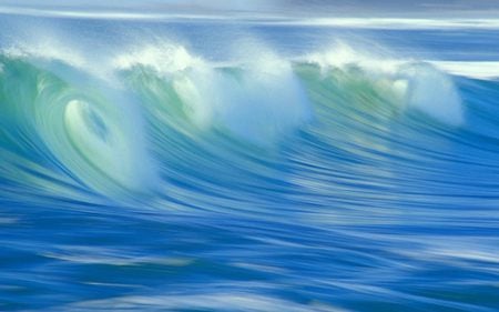 Foaming Wave - wave, water, foam, light green, ocean, blue