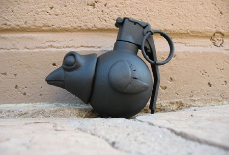 Grenade Art - bird, handle, grenade, sculpture, artwork, pin, abstract