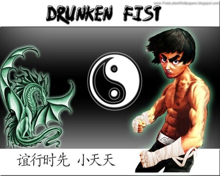 Drunken Fist Lee - yin yang, anime, dragon, naruto, lee