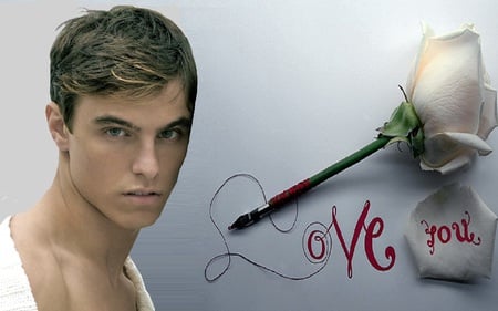 love you - male, romantic, model, valentine, rose, love