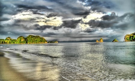 Ocean shore - cloud, sky, ocean, nature