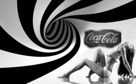 coca cola swirl - simple, blackwhite, swirl, design