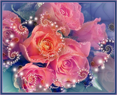 pink roses abstract - roses, pink, abstract, peach