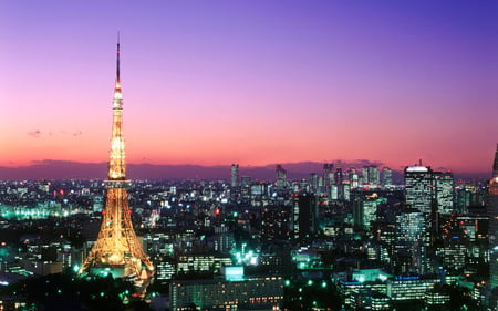 Tokyo Tower - roppongi, japan, sunset, tokyo, tower, city