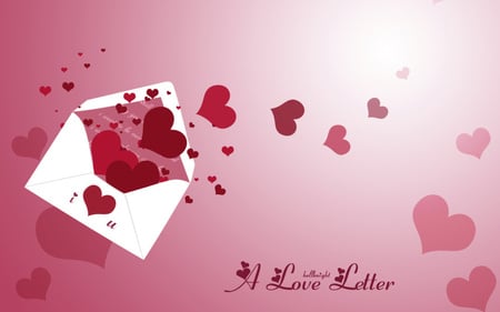 A love letter - letter, red, pink, heart, envelope, love, lilac