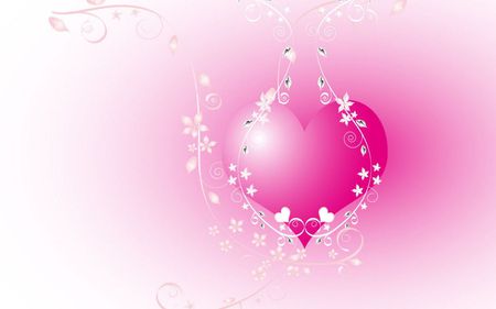 Heart - white, love, feeling, pink, heart, flowers