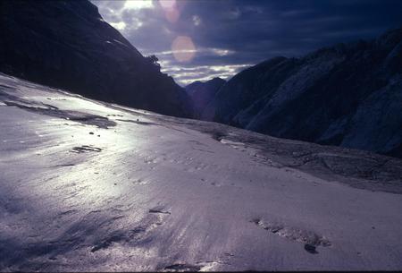 Glacial Polish - ice, polished surface, glacier, mountains, sky