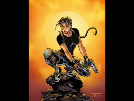 Lara - tomb raider, comic, art, lara croft, fantasy