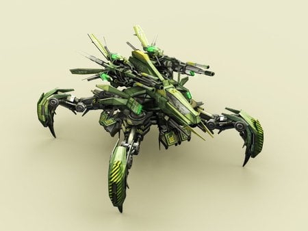 spider robot - spider, green, attack, robot