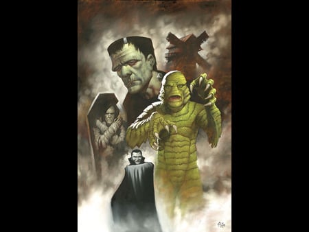 Universal Monsters - comic, fantasy, universal, monsters, art