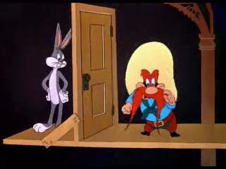 Bugs Bunny - plank, door, cartoon, sam