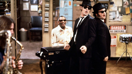 Jake and Elwood w Ray Charles - musicians, band, movie, pawn, blues