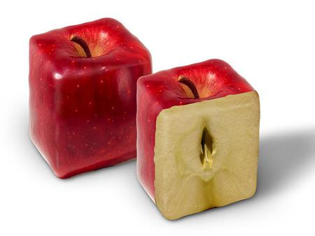 Apples - abstract, apples, cube, red