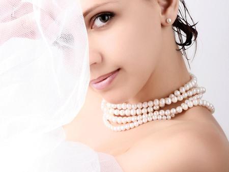 Pearls - abstract, face, lady, pearls