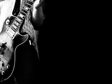 Rockin' in the dark - guitar, photography, rock, rockin, black and white, dark, electric guitar