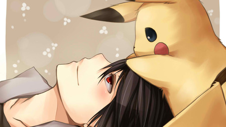 pikachu and ash - ash, friends, yellow, pikachu