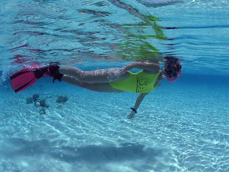 Swimming - water, girl, yellow, diving