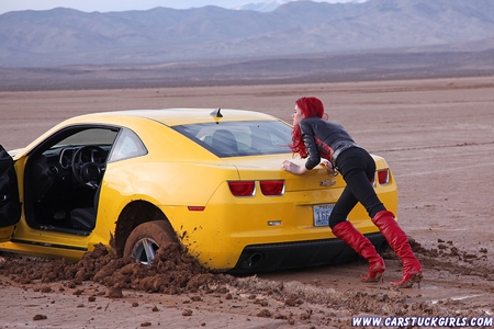 I got mud on my boots - woman, sexy, mud, car