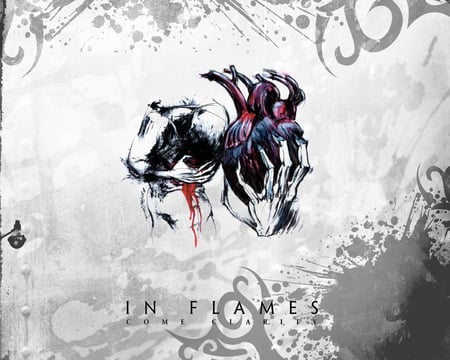 In Flames - clarity, come clarity, in, in flames, black, white, flames, black and white, come