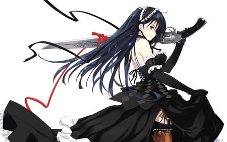 Black beauty - anime, sword, black, girl