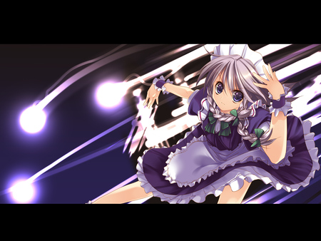 Izayoi Sakuya - anime, girl, light, green eyes