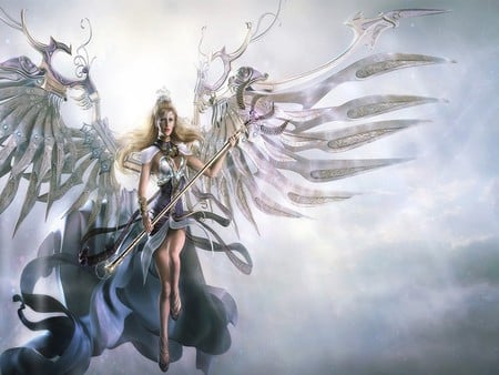 Metallic Angel - woman, angel, beautiful, magic, fantasy