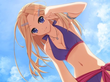 Anime girl - anime, girl, blue, bikini