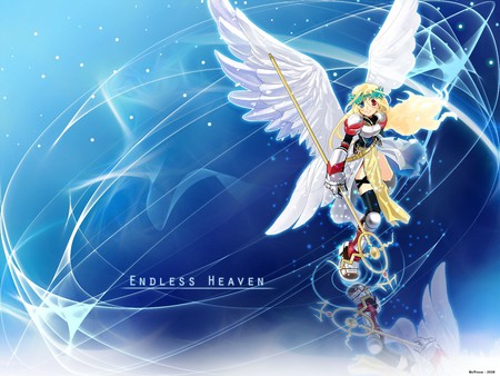 Endless Heaven - anime, blue, girl, angel, sky