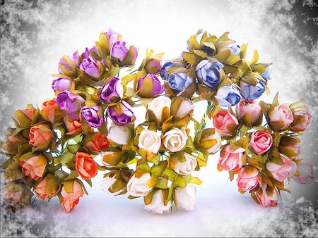 For everyone - clouds, roses, coral, white, purple, blue, bouquets, pink