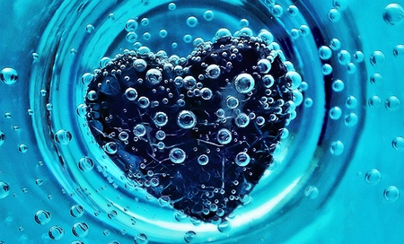 Sunk Heart - creation, nice, love, heart, water, fantasy, abstract, 3d, blue