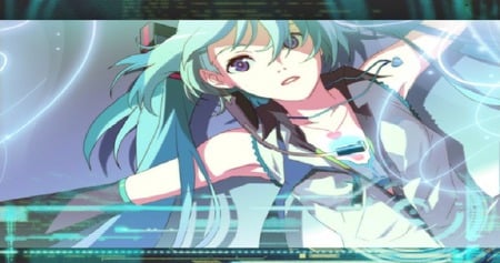 the disaperace of miku - aqua, cry, sad, heart, song, miku, srry