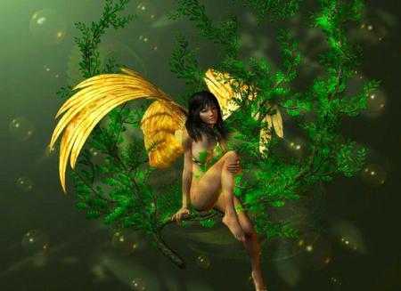 Perched Fairy Angel - trees, angel, fairy, fantasy, other