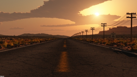 To home - sun, cars, night, highway, place, road, lost, trip, nature, dark, walk, driving, drem