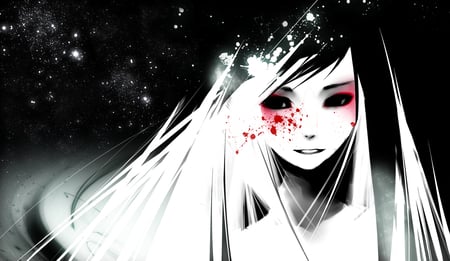 A bloody smile - anime, ghost, blood, girl