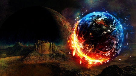 while the world burns - planets, fire, space, earth