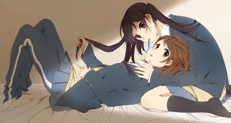 K-On!! - black hair, mio, long hair, brown hair, yui