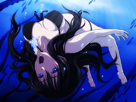 Girl underwater - anime girl, water, beautiful, hot, sea, beauty, ocean, underwater, bikini, cute, sexy