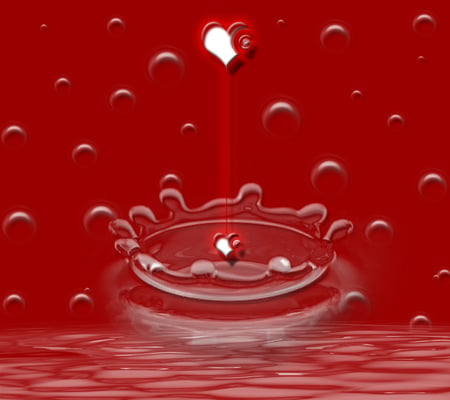 Glowing Heart ...... - love, glowing, red, heart, water, bubbles