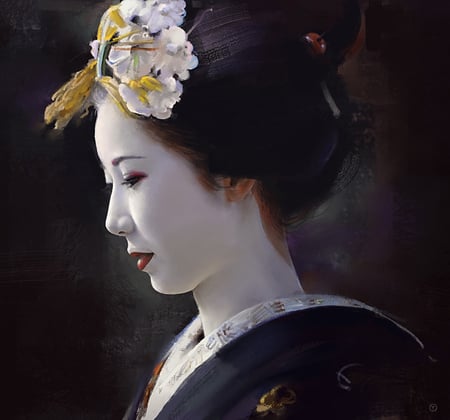 Geisha - oriental, people, geisha, beautiful, traditional, painted, japanese