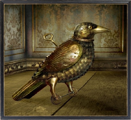 Victorian Steampunk - bird, abstract, mechanical, metal, clockwork, fantasy, raven