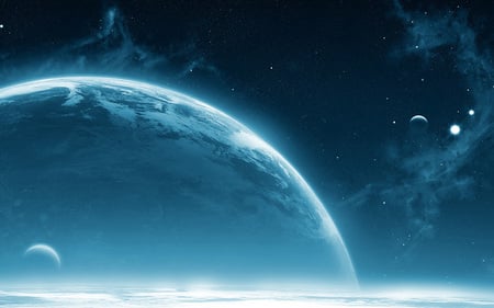 Big moon - space, moon, planet, abstract, blue