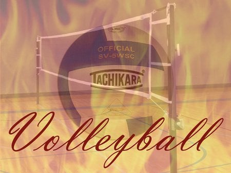 Volleyball Flames - tachikara, flames, volley, net, volleyball, court