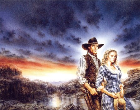 pioneers of the old  west - traveling, couple, westward, pioneers