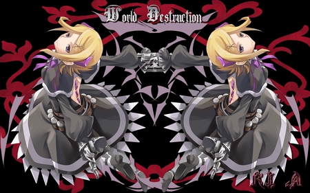 World destruction - destrucion, girl, weapon, anime, blond, world