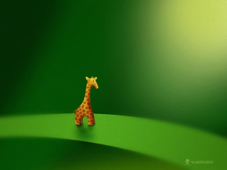 Micro giraffe - abstract, green, digital, giraffe