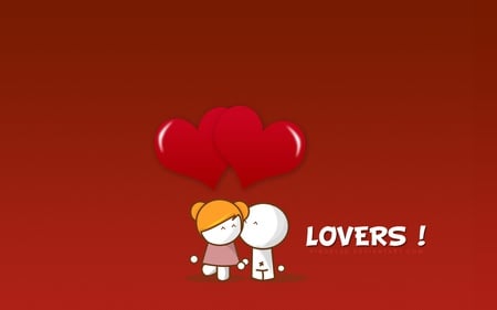 Lovers - red, valentine, heart, lover, love, couple, abstract