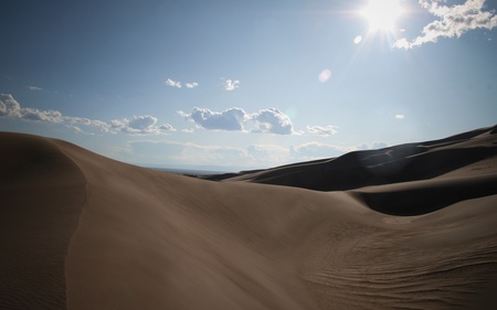 Sand Dunes - sunshine, dunes, nature, clouds, blue, beautiful, skies, sand, deserts